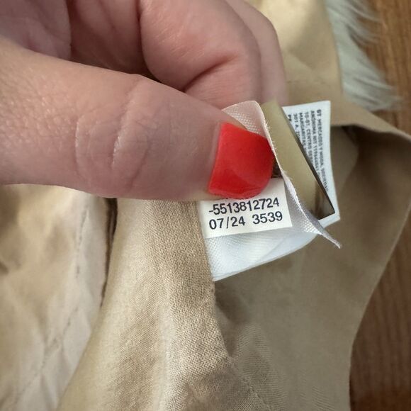 American Eagle Twill Long Trench Coat Women’s Large Belted Beige Jacket Preppy - Picture 13 of 16